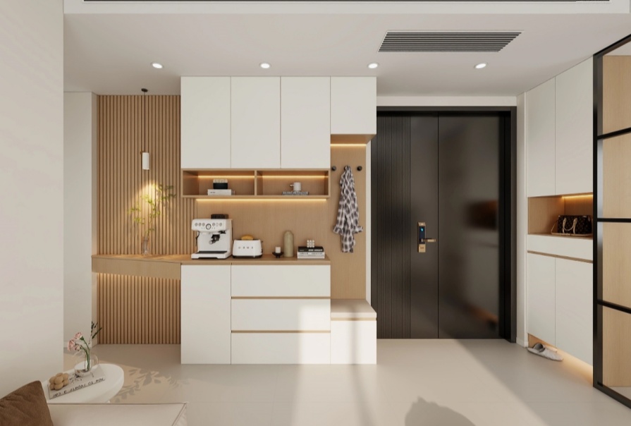 东北角艺术公寓102㎡现代风格三居室装修案例