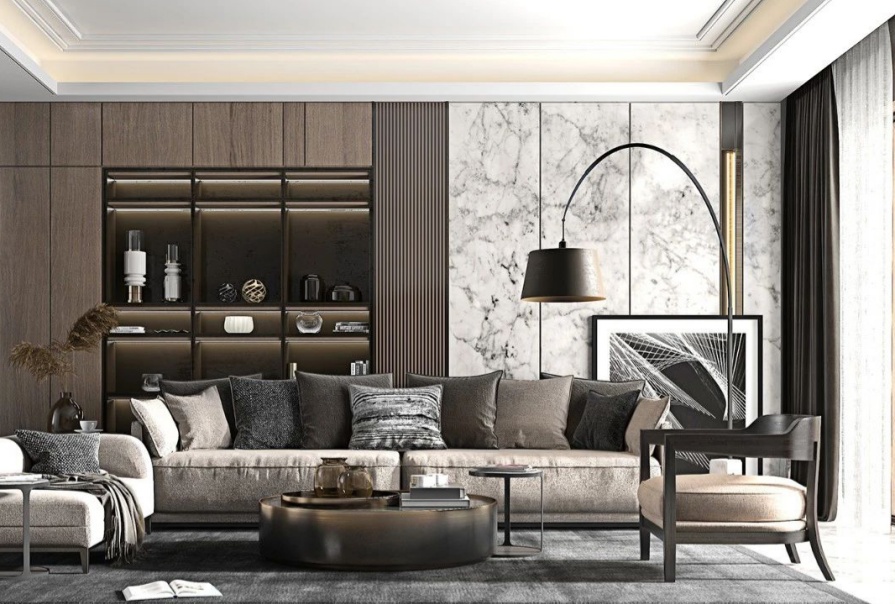 建投誉山院109㎡意式轻奢风格三居室装修案例