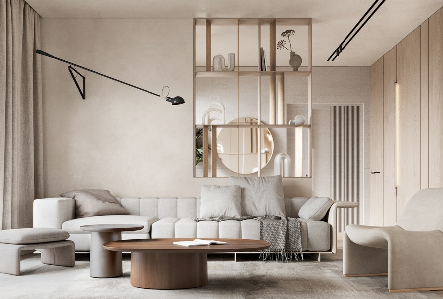 花语尚东142㎡侘寂奶油风格三居室装修案例