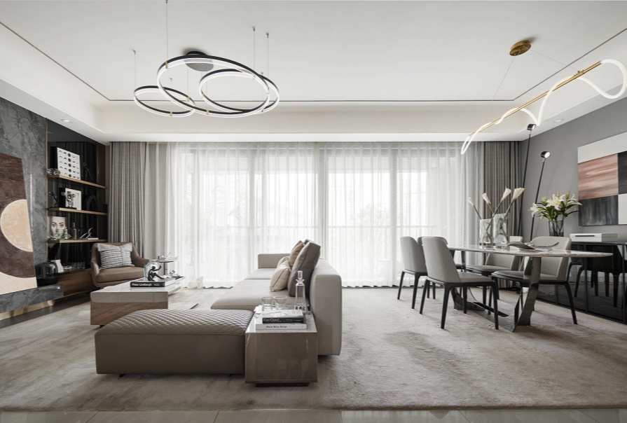 中海峰境南开143㎡轻奢风格三居室装修案例