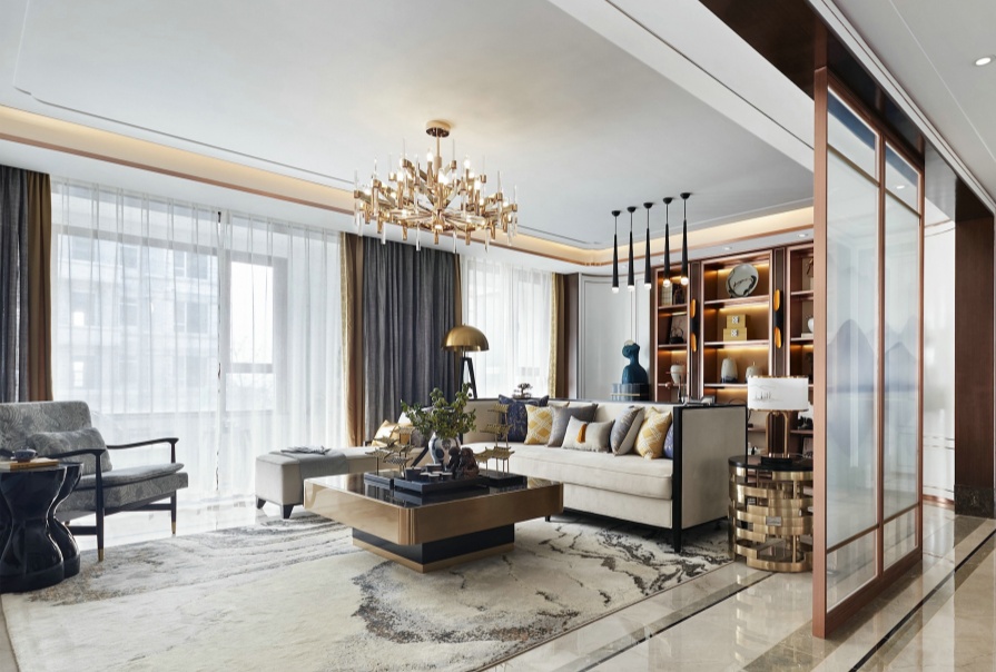 城东春晓118㎡新中式风格三居室装修案例