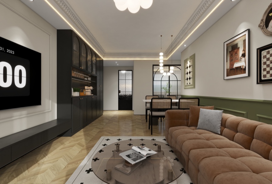 农垦含章雅著96㎡中古风格三居室原创案例