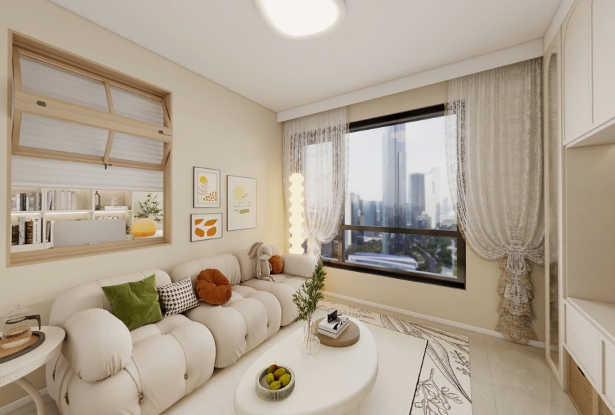 中车·中环学府87㎡奶油风格三居室原创案例